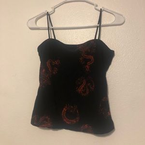Dragon Print Cropped Tank Top
